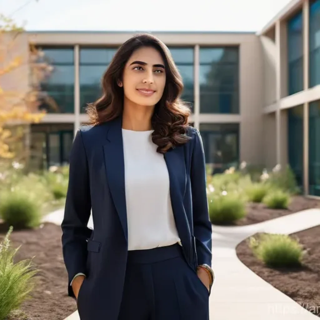 학교사회복지사 이직 준비 과정 - **Prompt: Empowered Career Exploration**
    A thoughtful Arab woman in her late 30s, with a warm an...