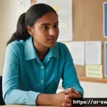 학교사회복지사와 사회적 변화 기여도 - **Prompt:** A compassionate female school social worker, in her late 30s, with a warm and understand...