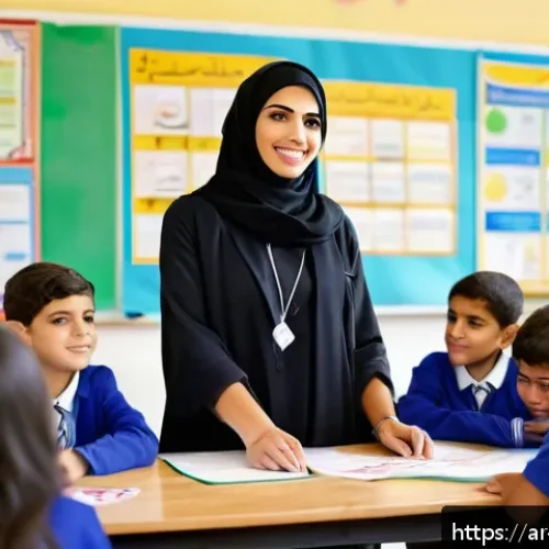 학교사회복지사 자격시험 난이도 평가 - A professional Arab social worker in a modern school setting, wearing modest business attire with a ...