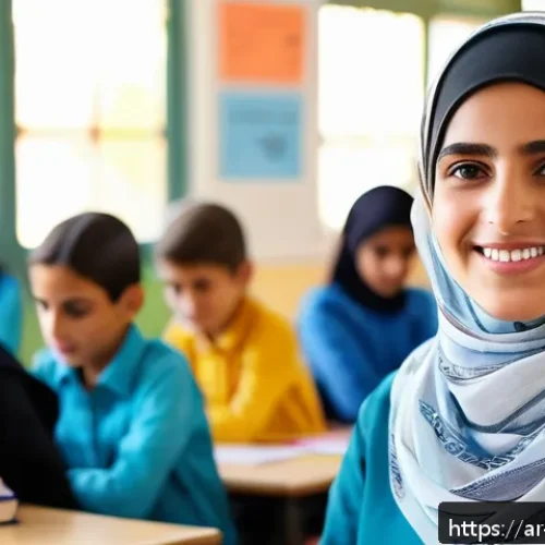 학교사회복지사 초보자를 위한 가이드 - A compassionate Arab school social worker in a modern Middle Eastern classroom setting, attentively ...